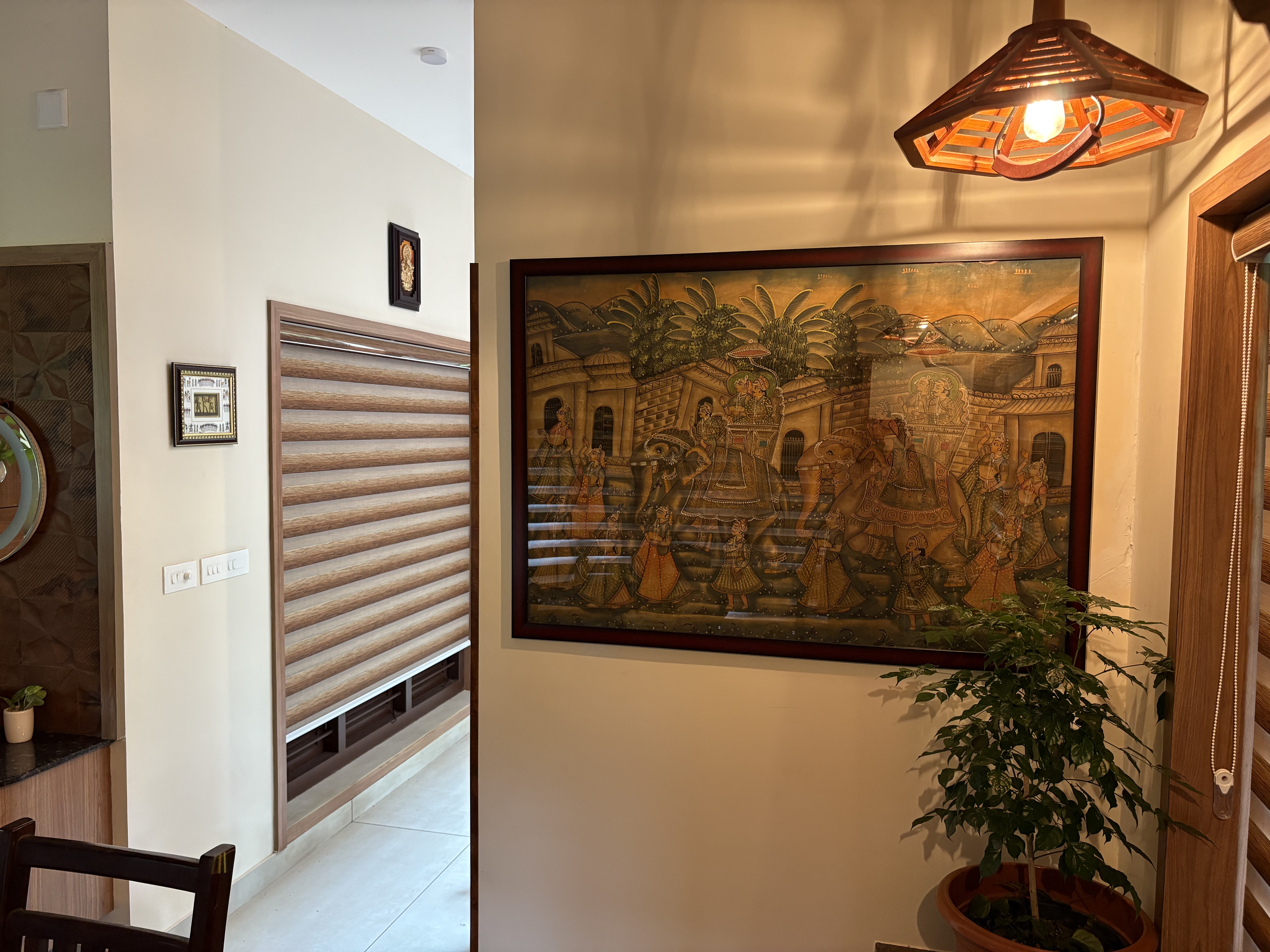 Dining room with wall painting